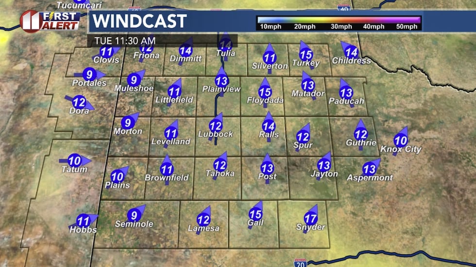 Computer model projection mid-day Tuesday