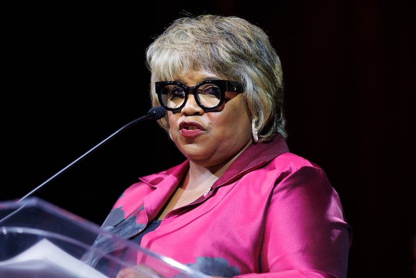 Marnese Barksdale Elder, interim CEO and president of DFW Urban League, makes a speech...