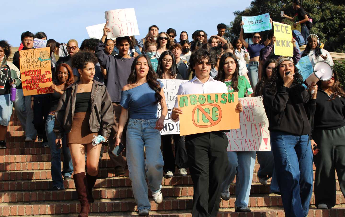 Student “ICE Out” protests at UCLA in January 2026.