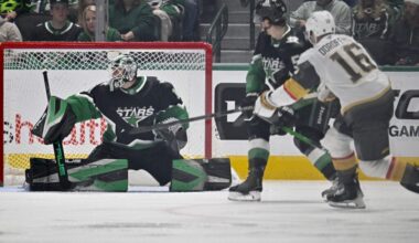 Dallas Stars goalie Casey DeSmith vs Vegas Golden Knights