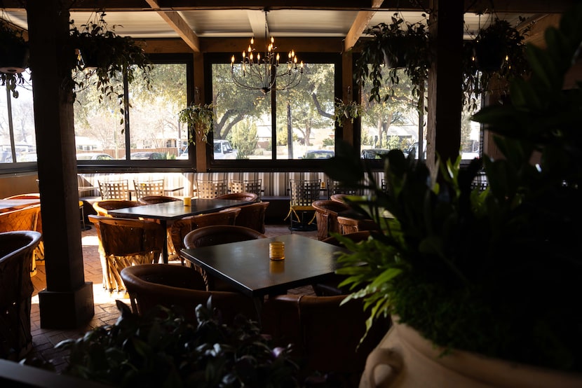 The patio of Cantina La Rosa is covered, with walls. Consider it, even if the weather is warm.