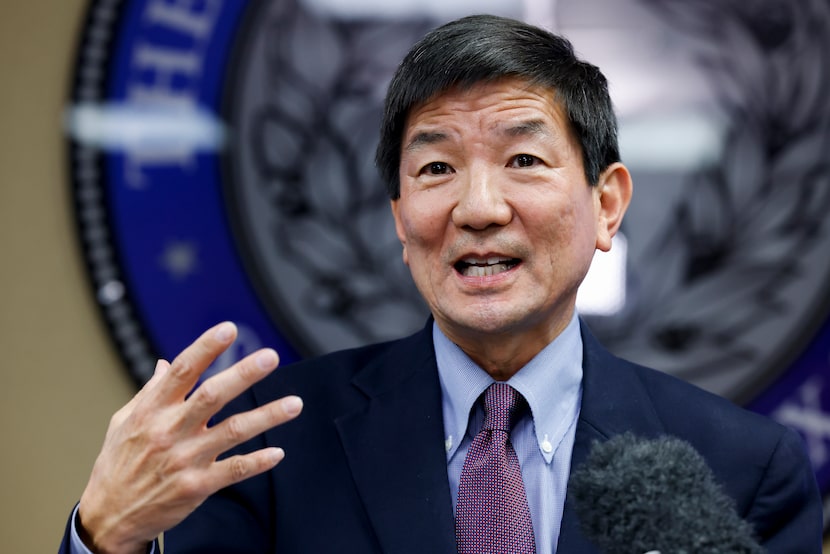 Director of Dallas County Health and Human Services Philip Huang speaks during a press...