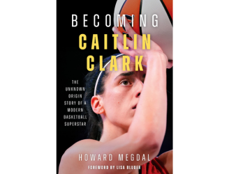 Photo of the cover of "Becoming Caitlin Clark," a new book written by Howard Megdal.
