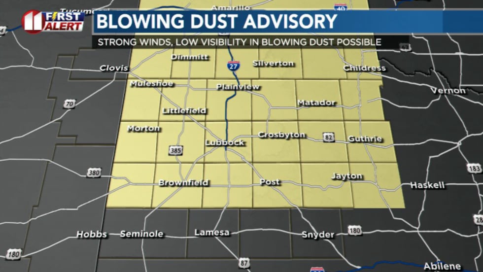 Blowing dust advisory in effect