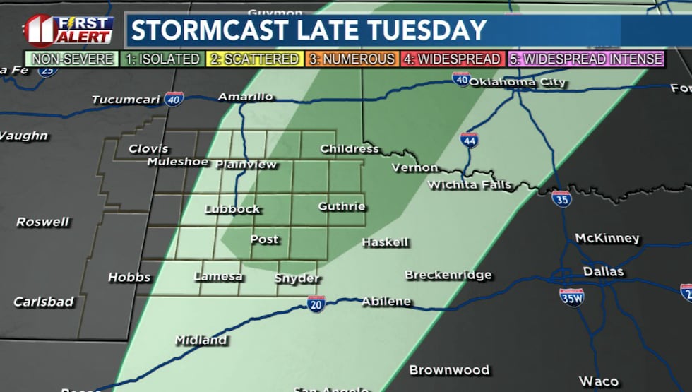 Tuesday will be much like Monday, though isolated to widely scattered storms are more likely...