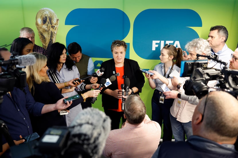 North Texas FIFA World Cup Organizing Committee President Monica Paul answers questions...