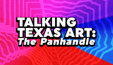 A designed graphic featuring text that reads: "Talking Texas Art: The Panhandle."