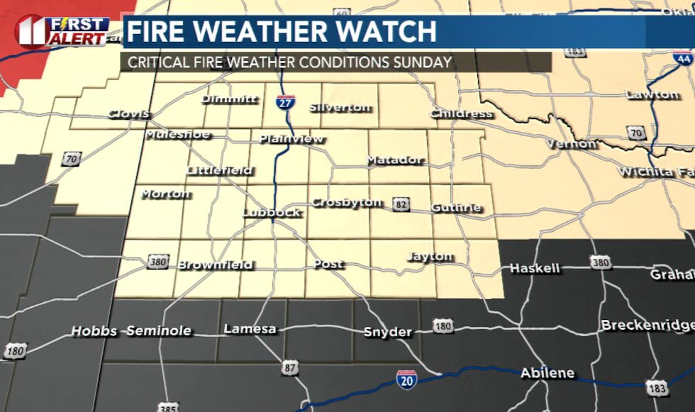 Strong winds and dry air are expected behind a cold front Sunday, leading to dangerous fire...