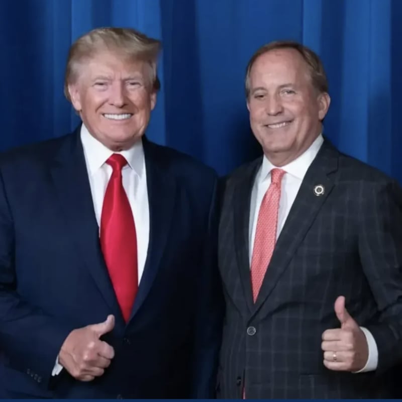 Texas AG Ken Paxton also shows him alongside President Trump on his website as he mounts a primary challenge against Sen. John Cornyn.