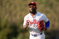 Philadelphia Phillies right fielder Adolis Garcia in action during the third inning of an...