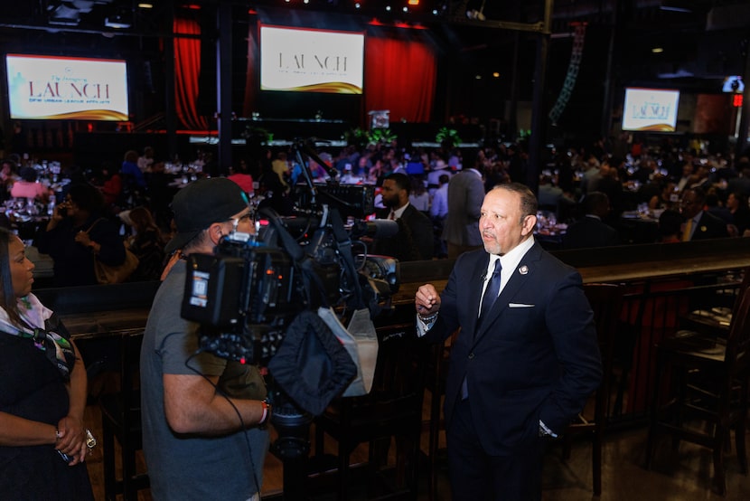 Marc Morial, president and CEO of National Urban League, talks to a reporter during a launch...