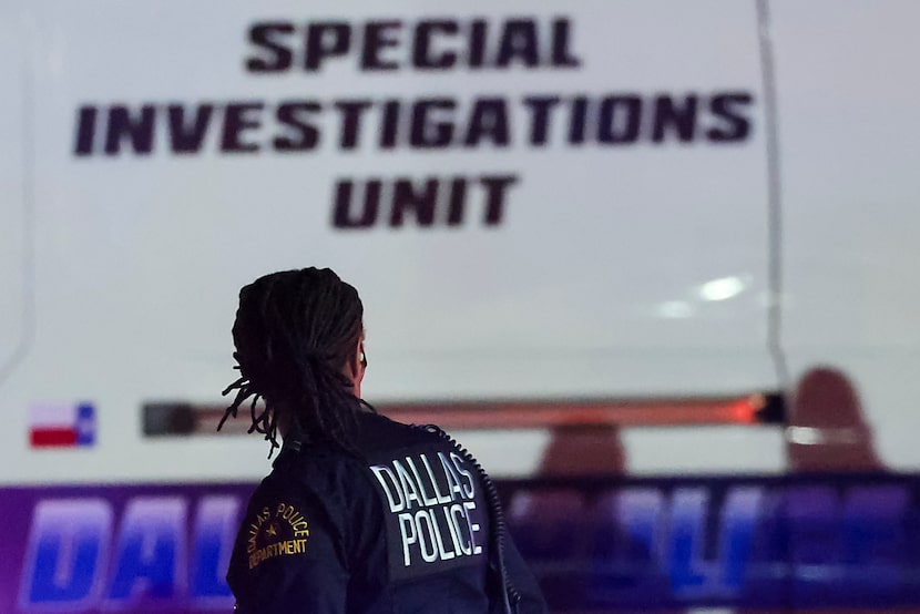 Dallas police respond to a scene in the 4300 block of Woodhollow Drive on Monday, Feb. 2,...