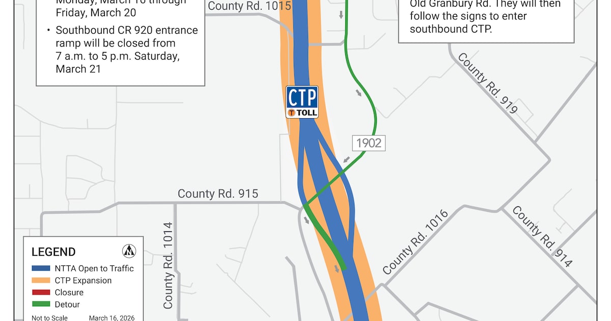 Fort Worth’s Chisholm Trail Parkway to have road closures this week