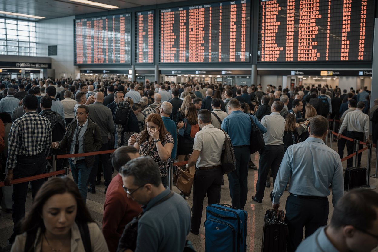 Houston bush intercontinental airport faces widespread travel disruption with 110 flight delays and 12 cancellations, leaving passengers stranded during peak travel season.