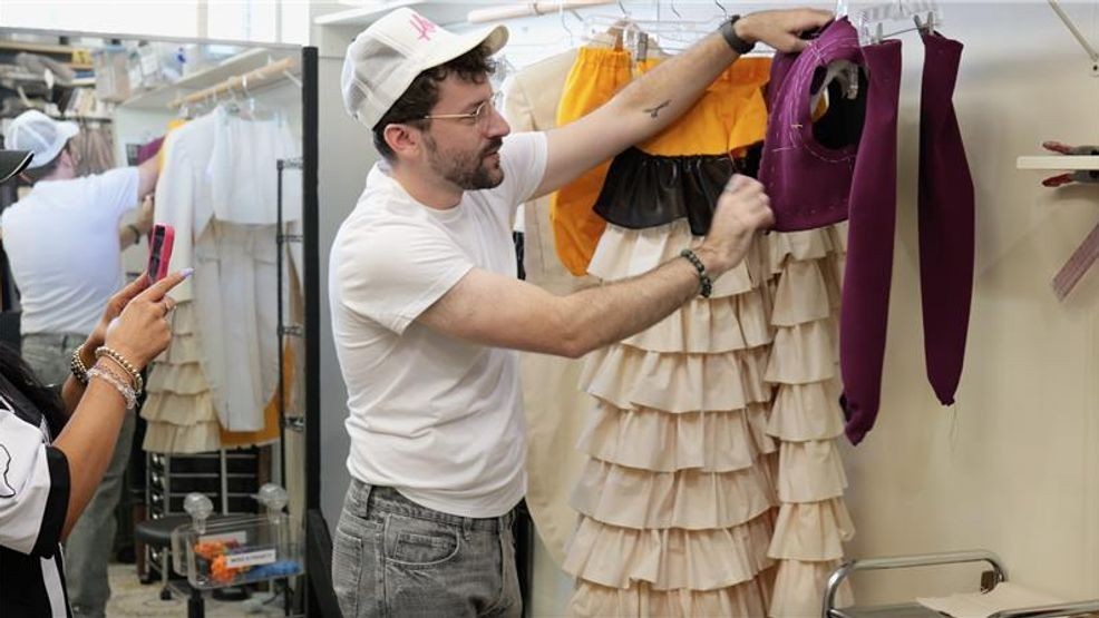 A unique Selena tribute takes shape as UT graduate MFA student hand-beads, dyes, and fits three signature looks. (Credit: Amanda Solis)