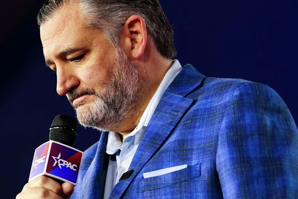 Sen. Ted Cruz, R-Texas, pauses as he shares his remarks during the final day of the Conservative Political Action Conference, on Saturday, March 28, 2026 at Gaylord Texan Resort and Conference Center in Grapevine. (Shafkat Anowar/Staff Photographer)
