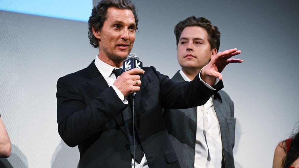 Matthew McConaughey, Cole Sprouse at "The Rivals of Amziah King" Premiere during SXSW Conference & Festivals at the Paramount Theatre on March 10, 2025 in Austin, Texas.
