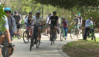 Austinites bike through downtown art and parks during SXSW weekend tour