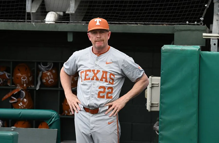 SAN MARCOS, TX – March 10: Texas Longhorns head coach Jim Schlossnagle watches action during game between the Texas Longhorns and the Texas State Bobcats on March 10, 2026 at Bobcat Ballpark in San Marcos, TX. (Photo by John Rivera/Icon Sportswire via Getty Images)