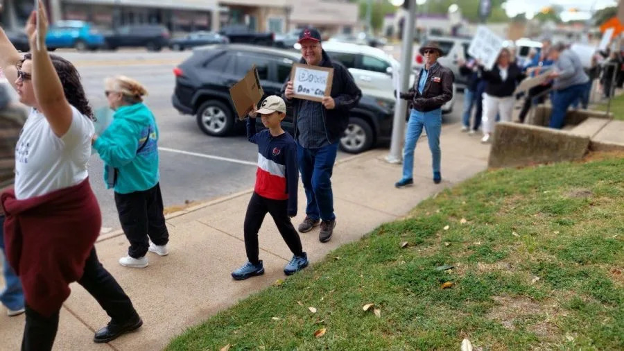 Photo of the Athens No Kings Protest, courtesy of the Northeast Texas National Organization for Women.