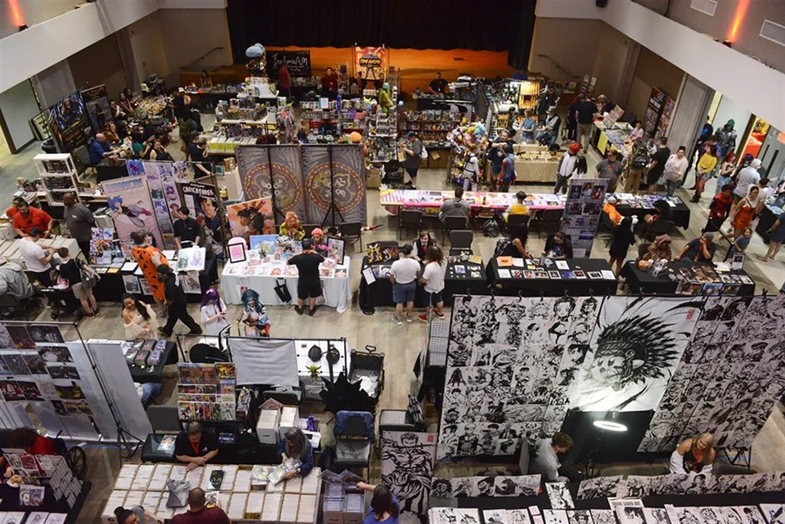 Visitors checking out booths and vendors at the Arlington Comic Fest.