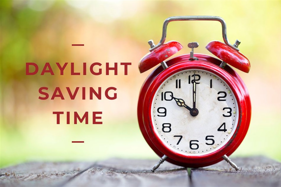 Daylight Savings Time with red clock