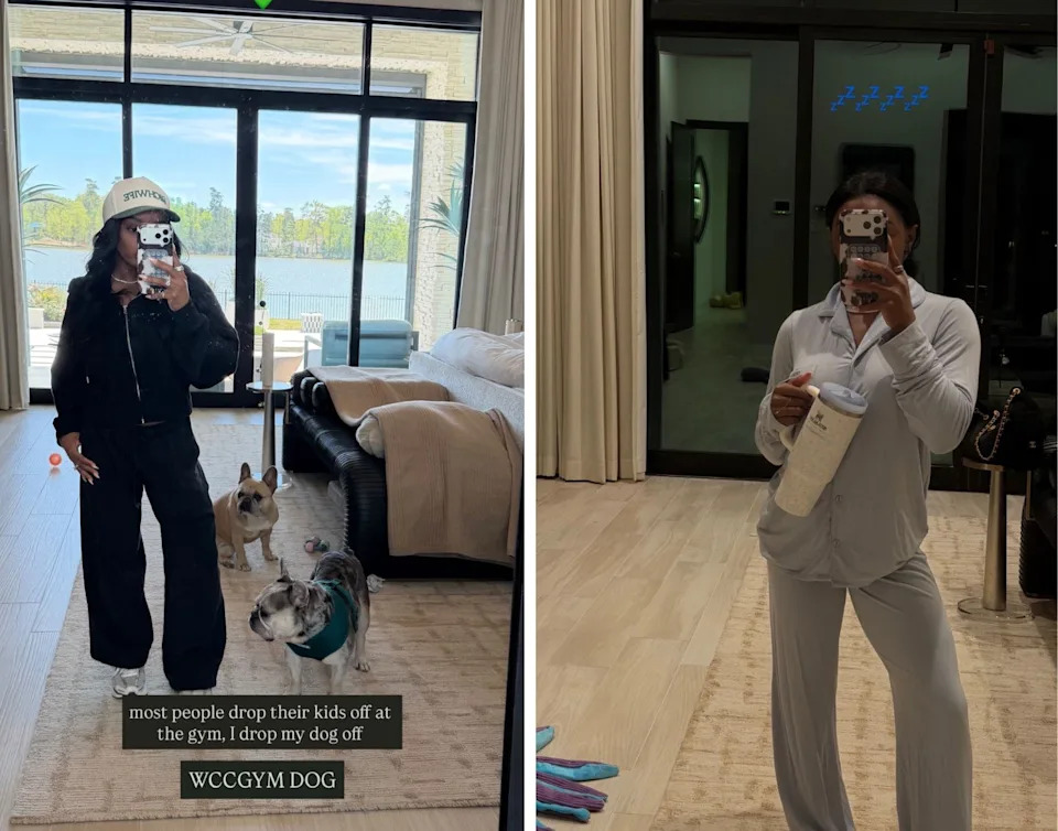 Simone Biles poses for a photo inside her Texas home