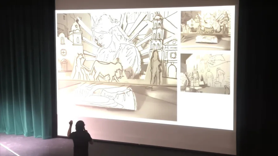 Rough sketch of the portion of the new Chamizal National Memorial Center. mural. Photo taken by KTSM staff