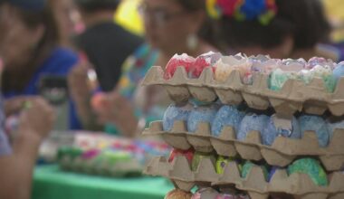 NIOSA volunteers gather to assemble and decorate cascarones ahead of Fiesta