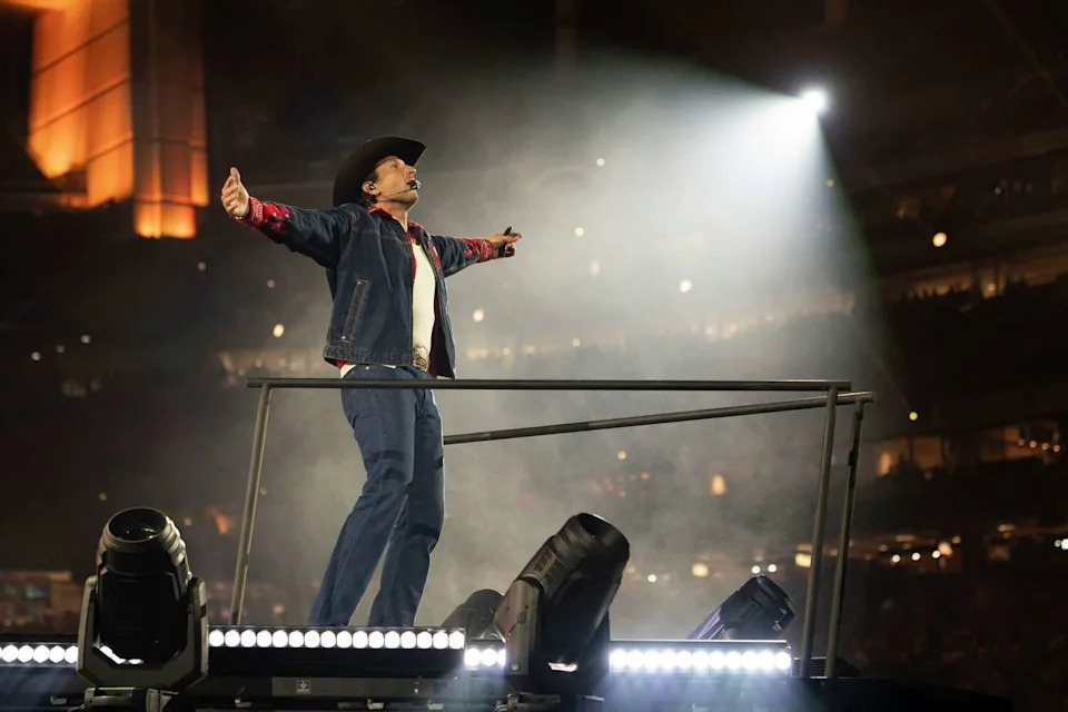 Russell Dickerson performs in concert during the Houston Livestock Show and Rodeo at NRG Park in Houston, Thursday, March 5, 2026. (Jason Fochtman/Houston Chronicle)