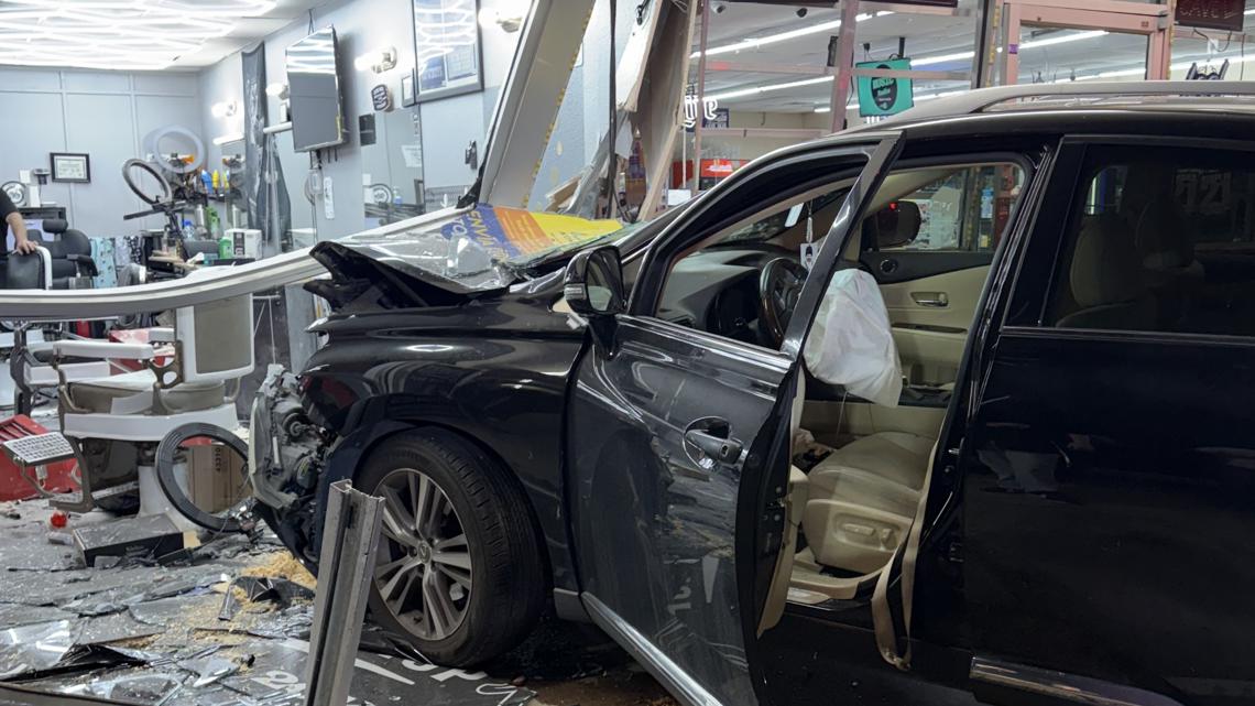 Car crashes through front windows of Euless barbershop