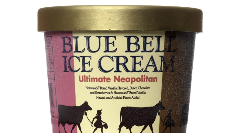 Container of Blue Beel Ultimate Neapolitan-flavored Ice Cream