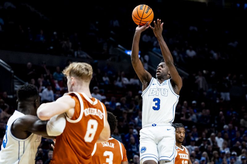 BYU forward AJ Dybansta takes a jump shot during Thursday’s game against Texas.