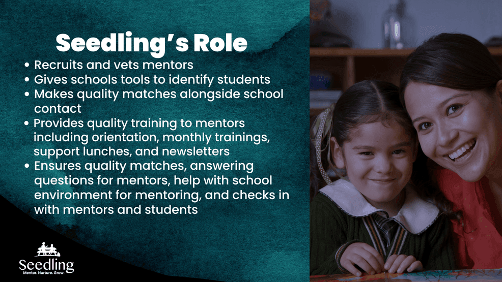 {p}“Seedling is a school-based mentoring program where we help mitigate the impact of parental incarceration — something most people don’t think about,” Neuman explained. “There are over 10,000 students in Central Texas who have a parent who is incarcerated. That’s about one in every 28 students — almost one in every classroom in the Austin area.”{/p}
