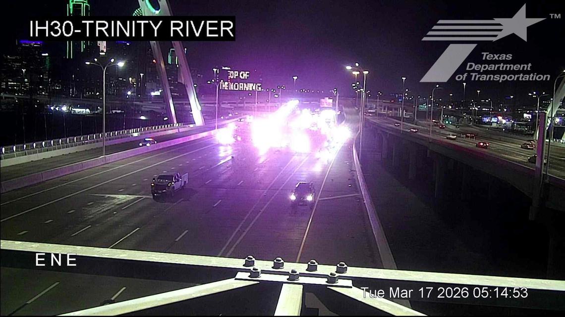 Westbound I-30 is closed near downtown Dallas after fatal crash kills pedestrian, officials say