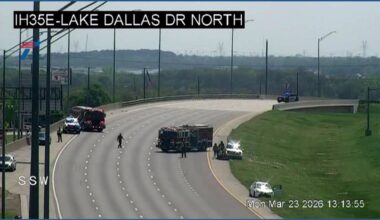 Crash closes all northbound lanes of I-35E near Lake Dallas