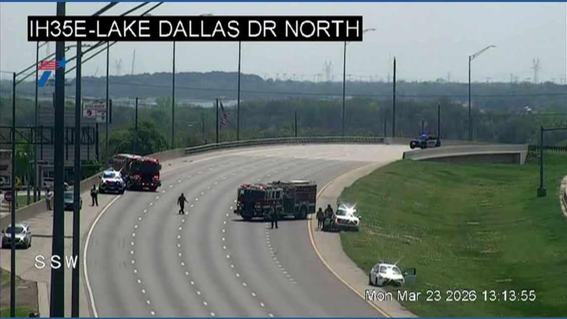 Crash closes all northbound lanes of I-35E near Lake Dallas