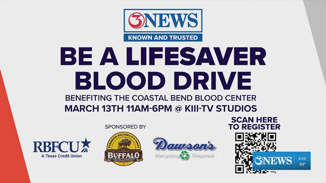 Blood drive happening today at 3NEWS studios