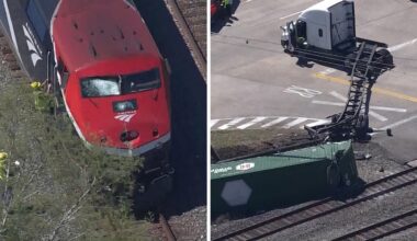 US-90 Alternate shut down near Beltway 8 due to crash between 18-wheeler and Amtrak train