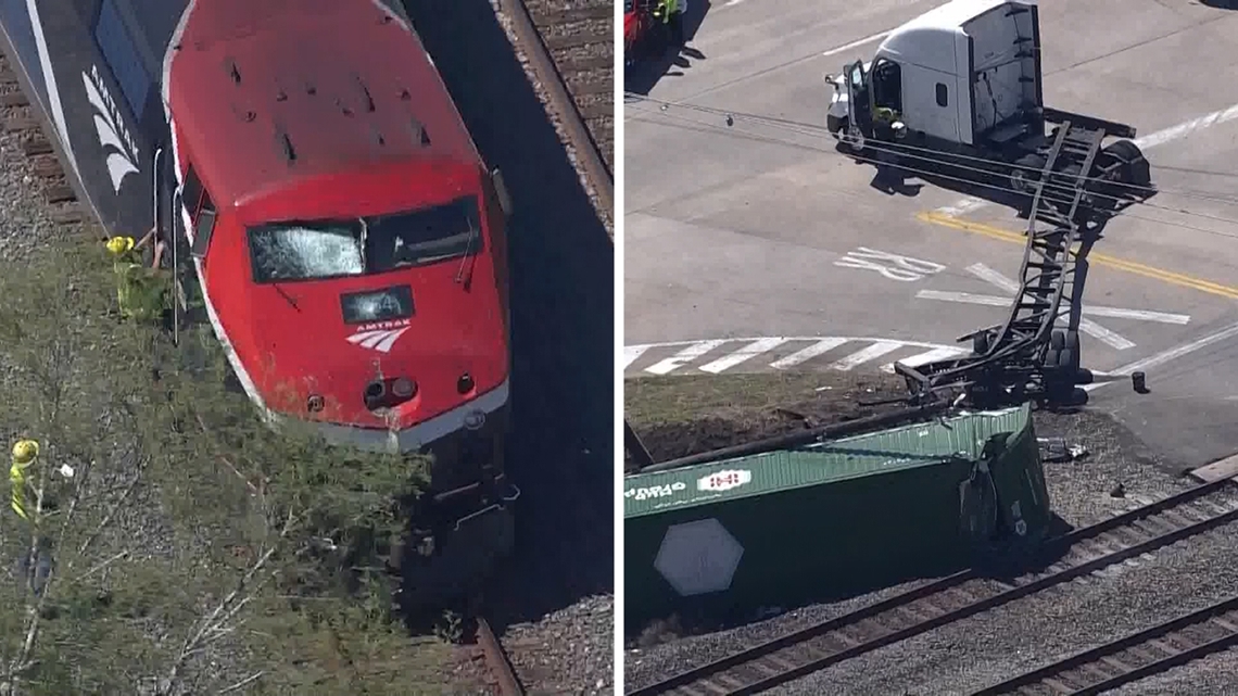 US-90 Alternate shut down near Beltway 8 due to crash between 18-wheeler and Amtrak train