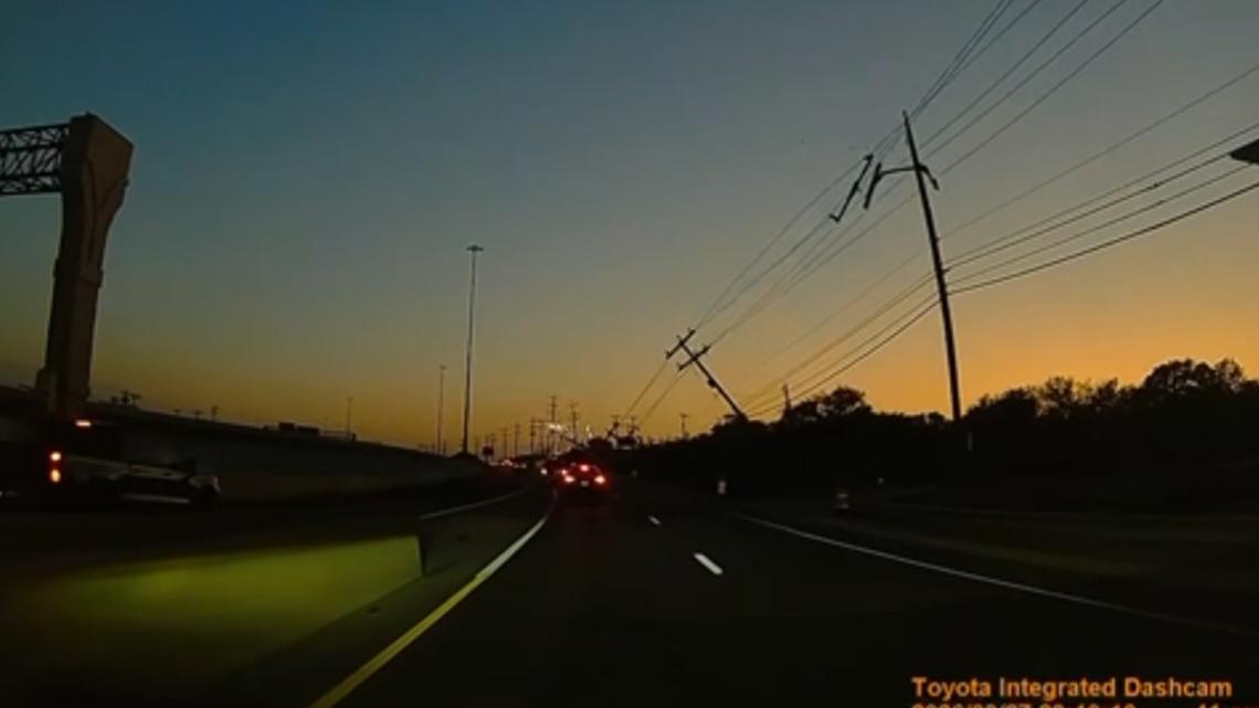 WATCH: Powerlines crumple over on gusty evening in northwest San Antonio, causing outages