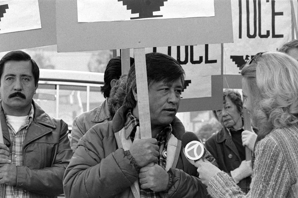 Civil rights leader Cesar Chavez, with the United Farm Workers, speaks to a reporter in San Francisco on Nov. 8, 1979. (Joe Rosenthal/San Francisco Chronicle via AP) (Joe Rosenthal/AP)
