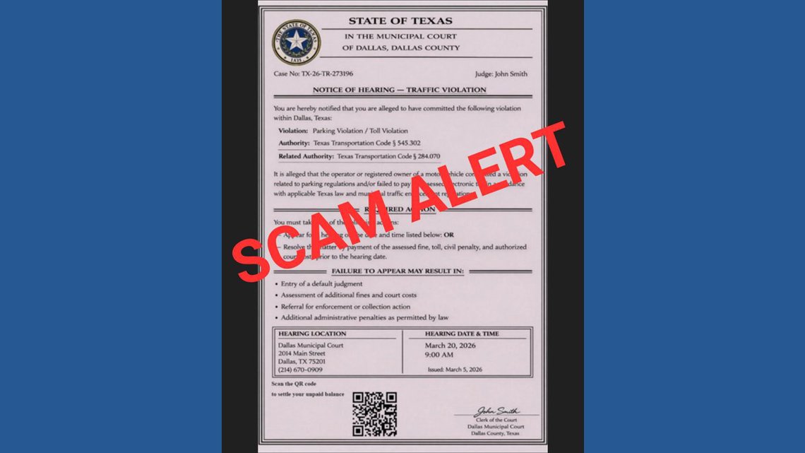 Dallas police warn of text scam involving Municipal Court