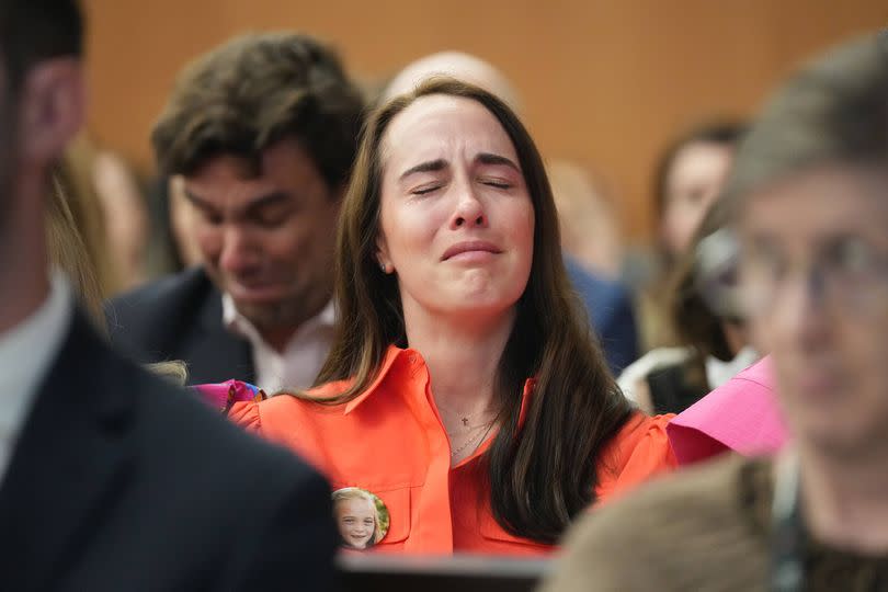 AUSTIN, TEXAS - MARCH 4: Alli Naylor, mother of Wynne Naylor who died at Camp Mystic, listens at a hearing about a temporary restraining order at the Travis County Courthouse in Austin on Wednesday, March 4, 2026. Will and CiCi Steward of Austin, whose 8-year-old daughter, Cile Steward, was swept away in the July 4, 2025, flash flood at Camp Mystic and has not been found, are seeking to prevent the camp from reopening this summer and to halt repairs and construction until their lawsuit against the camp and other parties goes to trial. The Stewards say they want to preserve potential evidence related to their daughter's death. (Jay Janner/The Austin American-Statesman via Getty Images)