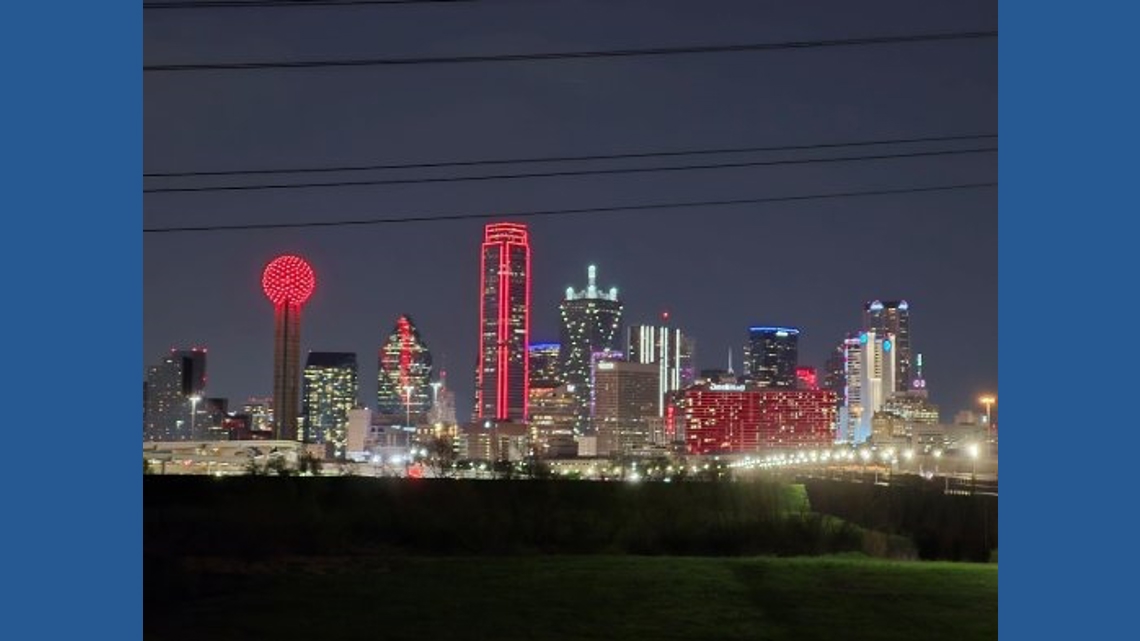 Here's why North Texas skylines are beaming red Wednesday night