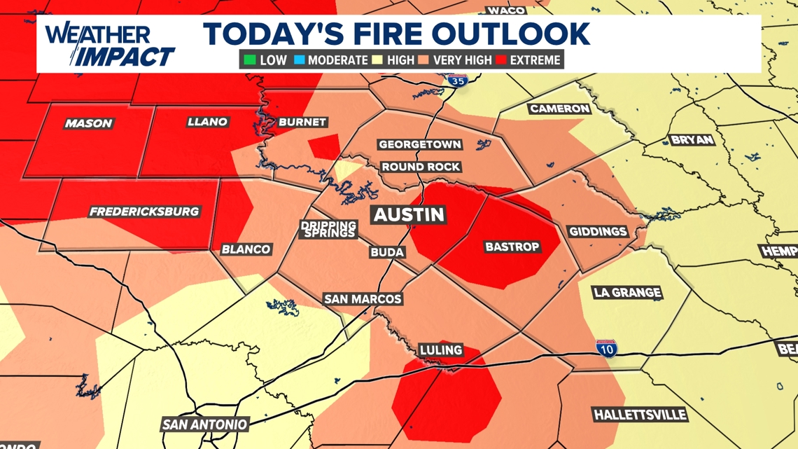 Weather Impact Alert | Fire danger for Central Texas on Sunday