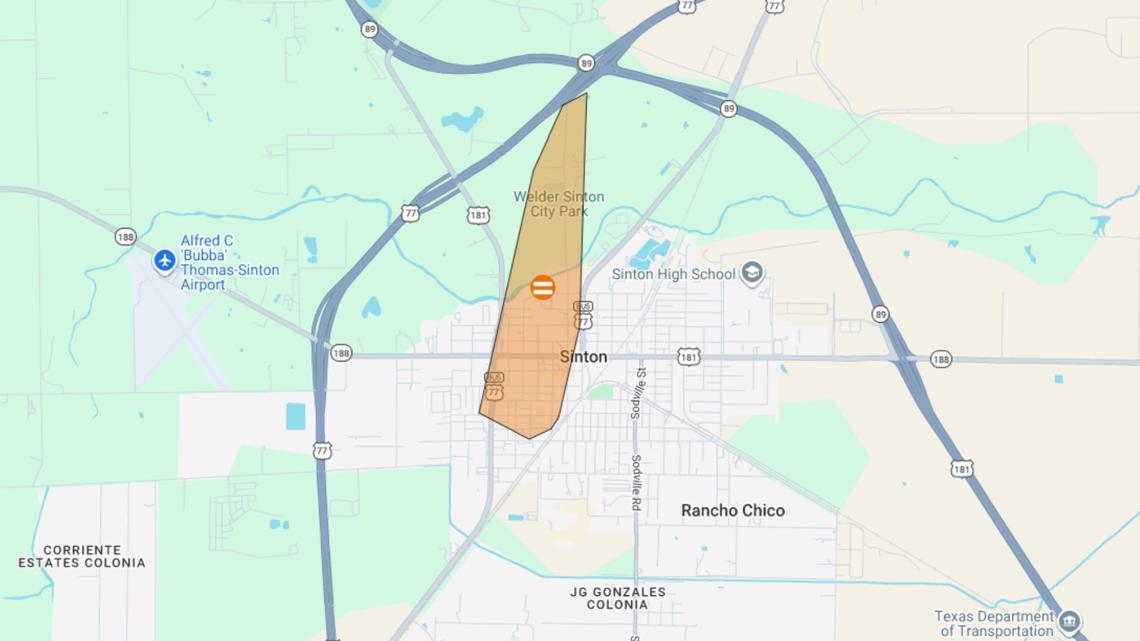 Power outages reported across parts of Sinton Tuesday night