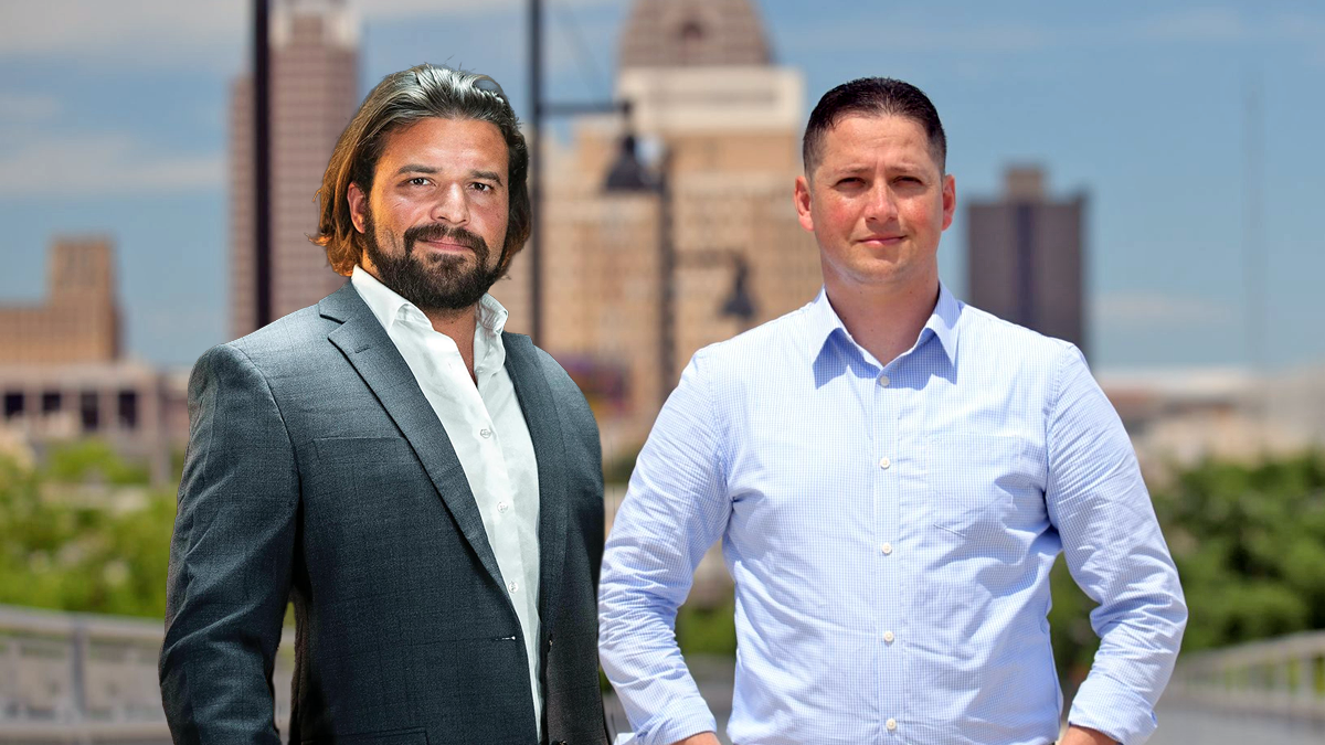 A picture of Brandon Herrera on the left and Tony Gonzales on the right.