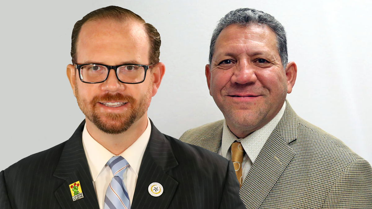A picture of David Stout on the left and Sergio Coronado on the right.
