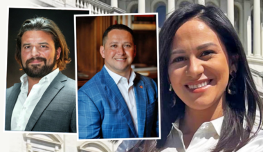 A picture of Regina Santos-Aviles superimposed with a picture of Brandon Herrera on the left and a picture of Tony Gonzales to the right.